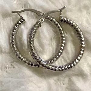Sterling Silver Braided Texture Large Hoop Earrings